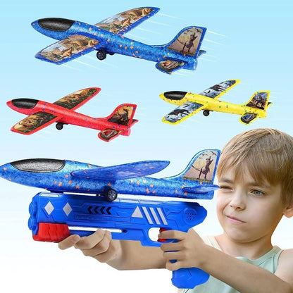 Foam Airplane Launcher Toys with 1 Launcher, 3 Foam Airplanes.